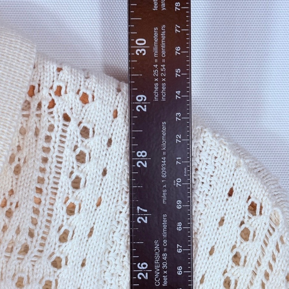 Old Navy Crochet Polo Sweater Women XL Cream Grandpacore Coastal Bowling Cottage - Picture 5 of 9